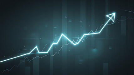 Illustration of Upward Bar Chart with Red Arrow Symbolizing Economic Growth