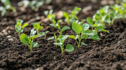 Sprouts emerging from rich soil, signifying growth and new beginnings