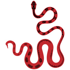 Obraz premium Red Coiled Snake Illustration