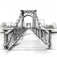 Fototapeta premium an AI Image Generator, Illustrated Perspective of a Scenic Pedestrian Bridge