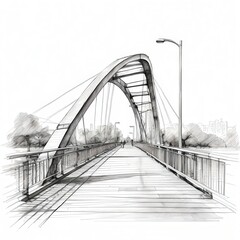 Fototapeta premium an AI Image Generator, Illustrated Perspective of a Scenic Pedestrian Bridge