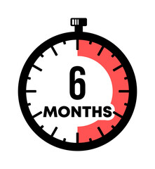 Stopwatch and 6 months graphic design