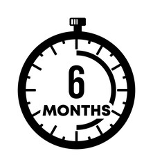 Stopwatch and 6 months graphic design