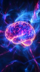 11. **A glowing neon brain, surrounded by swirling cosmic energy**