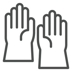 Protective gloves pair line icon, labor protection, work safety concept. Vector graphics. Workwear clothes sign on white background, outline style icon for mobile or web design.