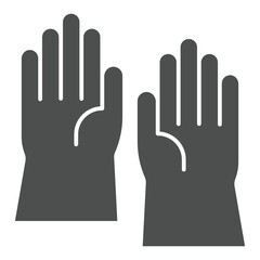 Protective gloves pair solid icon, labor protection, work safety concept. Vector graphics. Workwear clothes sign on white background, glyph style icon for mobile or web design.