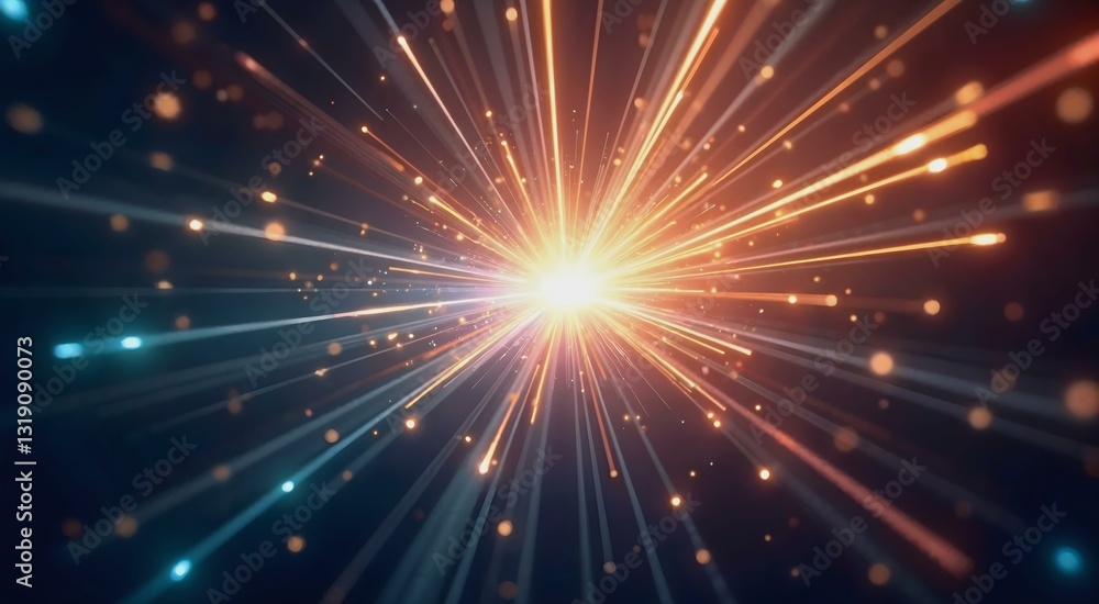 Aufkleber artistic representation of abstract light beams converging into a radiant source