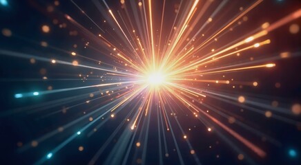 Obraz premium Artistic representation of abstract light beams converging into a radiant source
