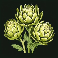 Fototapeta premium an AI Image Generator, Detailed Illustration of Three Artichokes