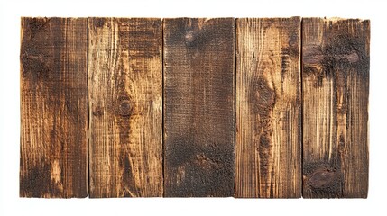 Brown wooden plank surface with a natural texture, perfect as a background for interior design, isolated on a white background with a clipping path.