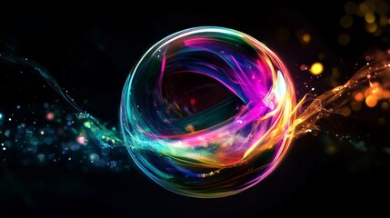 Vibrant Pulsating Orb of Rainbow Light and Colorful Energy Source