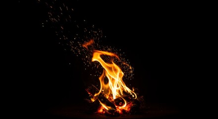 fire on a black background