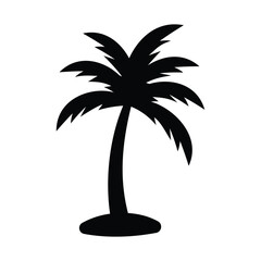 Black palm trees set isolated on white background