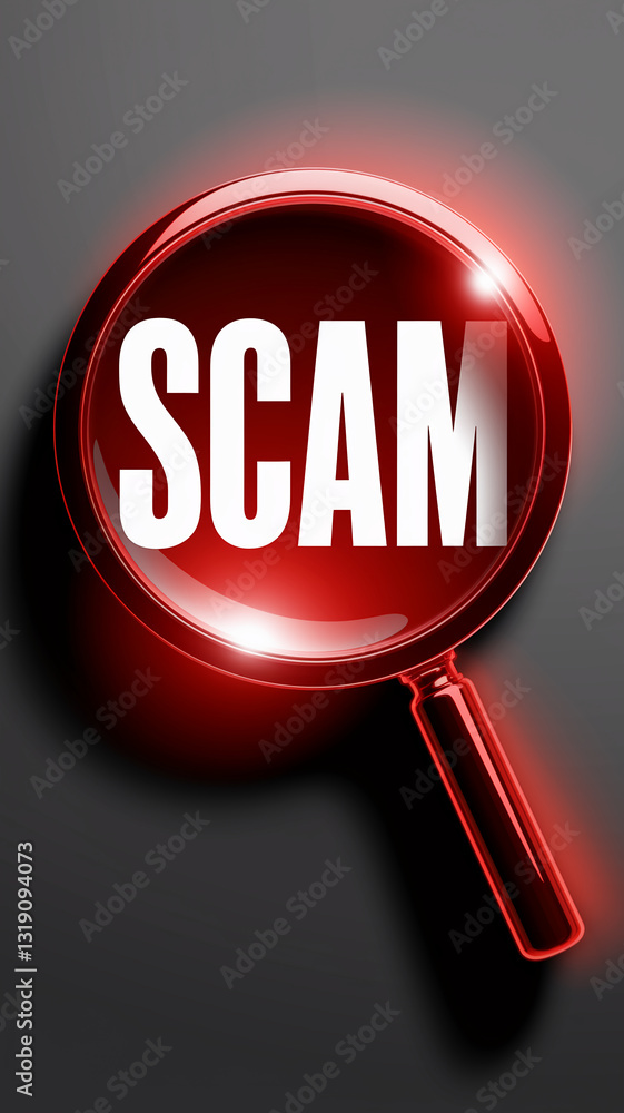 Poster red magnifying glass with white 