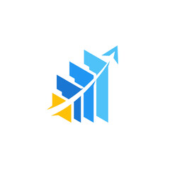 Book Folder As Finance Graph Bars with Cross Launching Rocket, Education and Finance Logo Design Vector