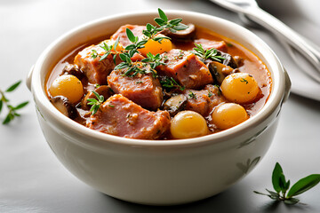  herb-garnished ham and chicken stew