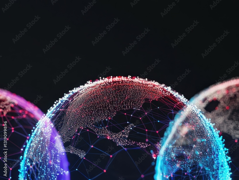 Aufkleber abstract representation of interconnected global networks with vibrant colors