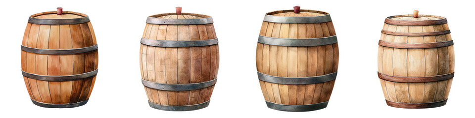 Fototapeta premium Wooden Barrels Collection for Rustic Decor and Storage Solutions