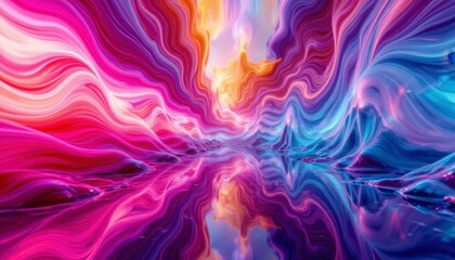 Fototapeta premium Surreal Abstract Landscape with Vibrant Pink Purple and Blue Swirls