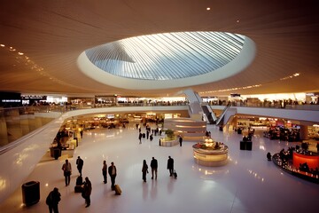 Modern Airport Terminal with Passengers