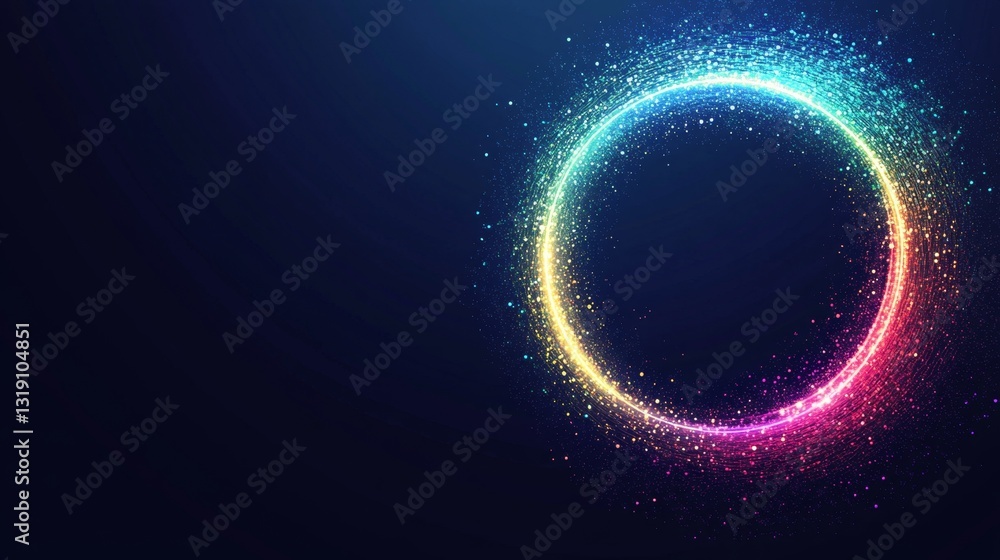 Poster vibrant three dimensional circle graph with colorful edges