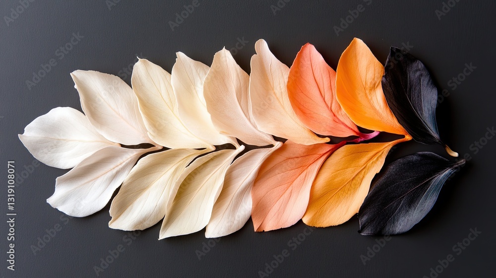 Poster petals arranged in a gradient shape from dark to light