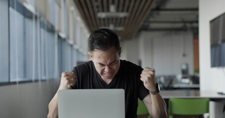 Asian businessman burn out on failed job in office. Elderly office worker expresses emotions Failed to work No success. Financial Communication Business problem. Working too hard overtime