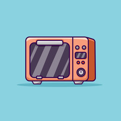 Microwave oven icon designed in cartoon flat style. Electric oven. Kitchen appliance front view. Vector illustration.
