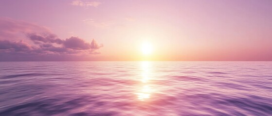 Obraz premium Serene Sunset over the Ocean: A Peaceful Pink Paradise