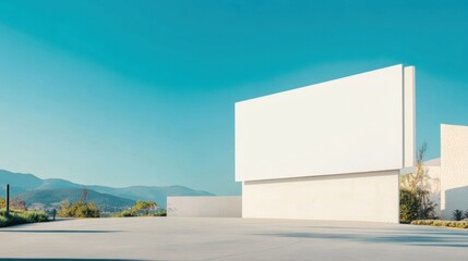 blank blackboard empty blackboard school. Blank White Billboard on Modern Building Against Mountain Landscape