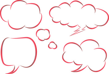 red black colorful comic style speech bubbles set