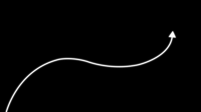 abstract arrow business graph icon. on black background. Directional bold arrows are direction and swipe right arrows for social media. - Powered by Adobe