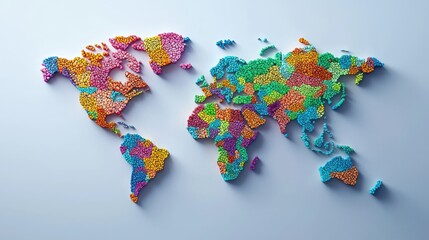 Colorful Puzzle Pieces Forming a World Map Symbolizing Global Connection and Diversity