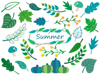 植物■夏の葉のイラストセット■グリーンリーフ