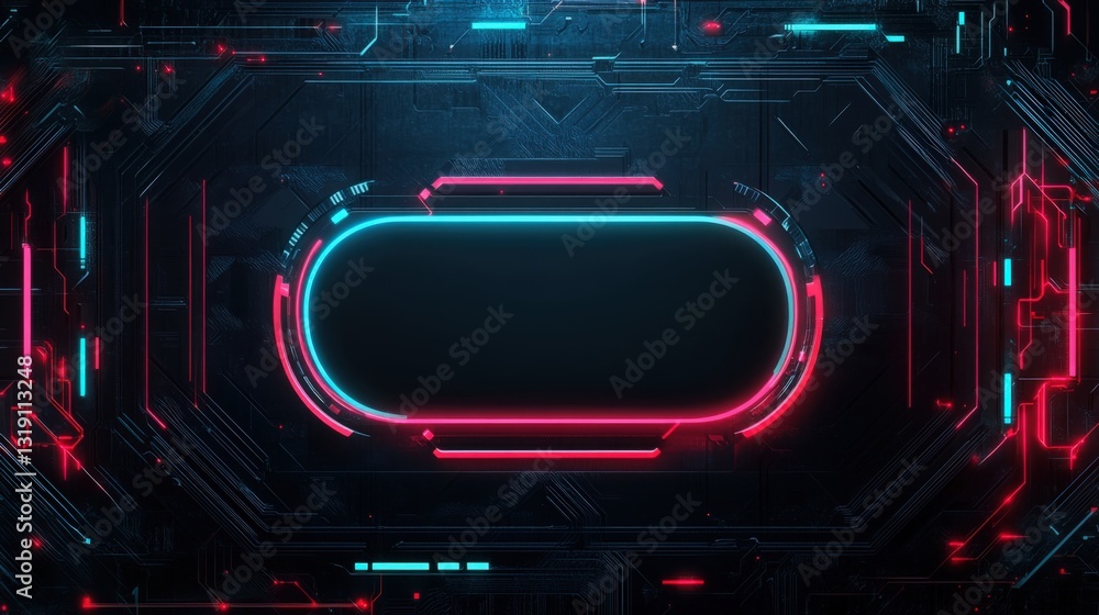 Aufkleber futuristic neon background with glowing circuit board design, symbolizing technology and innovation.