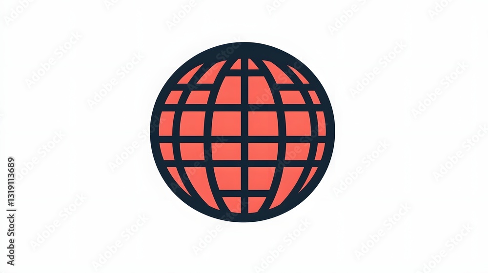 Aufkleber minimal wireframe globe representing global communication and connectivity