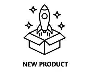 New product editable stroke outline icon isolated on white background flat vector illustration, black outline, Pixel perfect