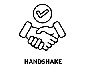 handshake editable stroke outline icon isolated on white background flat vector illustration, black outline, Pixel perfect