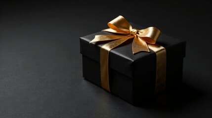 A Luxurious Black Gift Box with a Golden Ribbon, Perfect for a Special Occasion