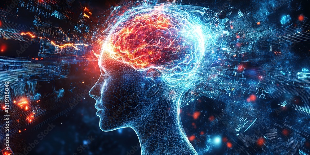 Poster digital background for technological operations, neural brain networks and ai algorithms, data trans