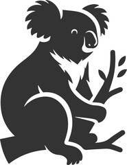 Koala sitting on a tree branch, looking sideways animal vector