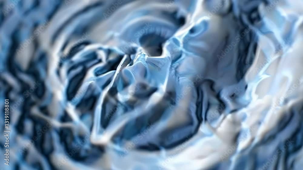 Poster abstract ripple pattern in blue liquid, close-up view. fluid dynamics concept