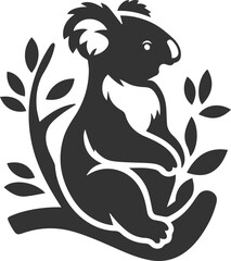 Koala sitting on a tree branch, looking sideways animal vector