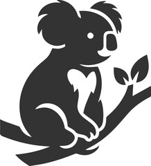 Koala sitting on a tree branch, looking sideways animal vector