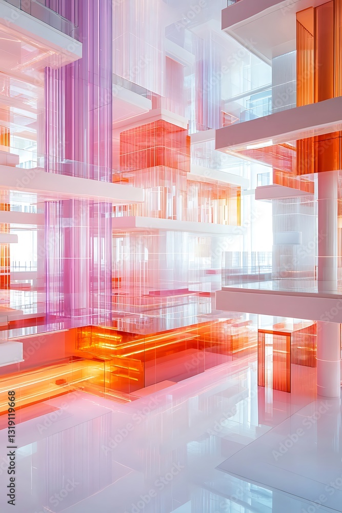 Aufkleber abstract architectural visualization with vibrant chromatic layers and depth