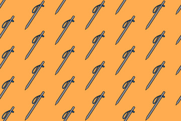 climbing bolt, nail colorful seamless pattern on orange background set. doodle wedge, spindle equipment illustration pattern background. peg climber background for climbing sport club merchandise