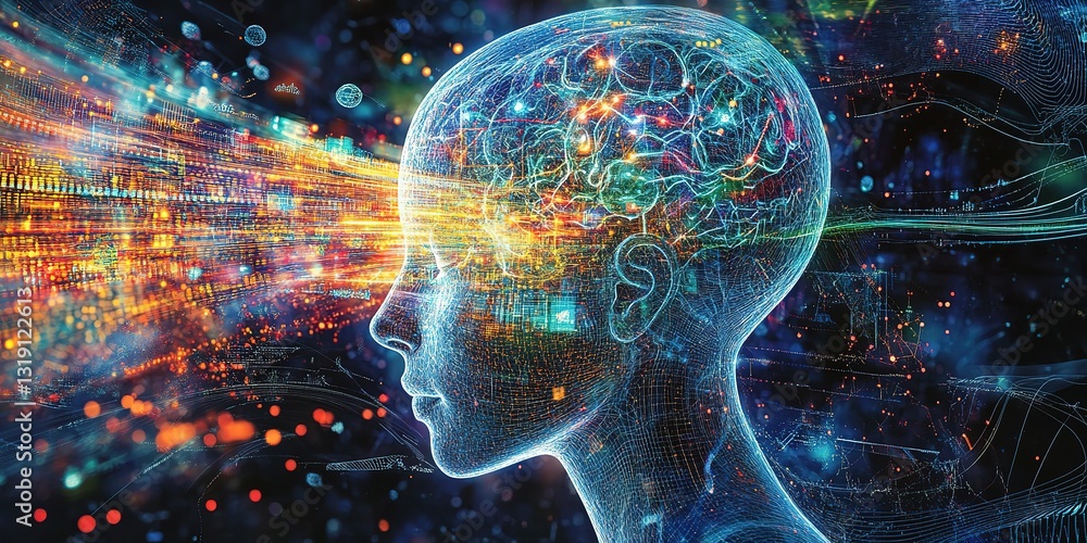 Poster digital background for technological operations, neural brain networks and ai algorithms, data trans
