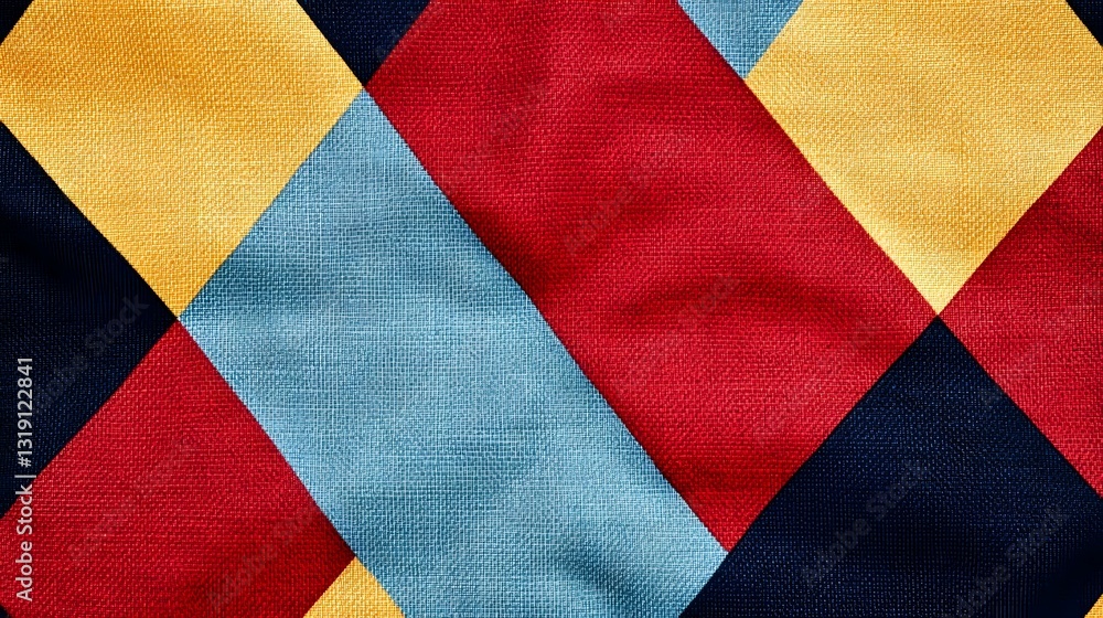 Poster bold and vibrant geometric fabric pattern with contrasting triangles in primary colors