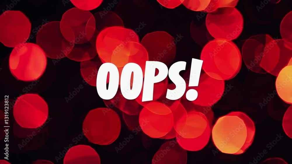 Aufkleber blurred red bokeh lights effect with oops text against dark background