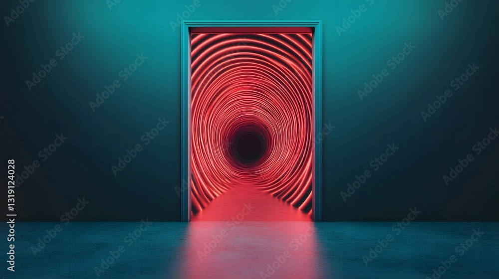 Poster kaleidoscopic dimensional portal flowing with vibrant patterns and colors